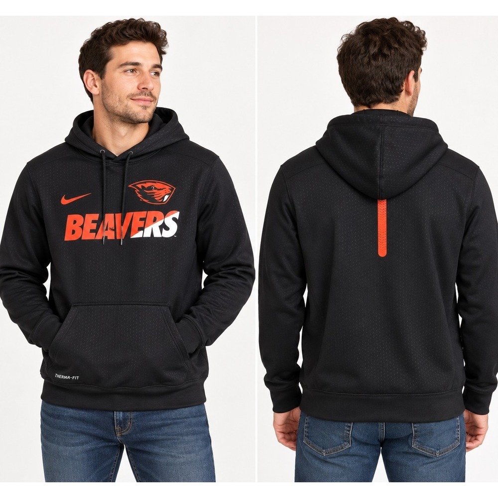 Nike Black Therma Fit Oregon State Beavers On Field Hoodie Sz Medium Football